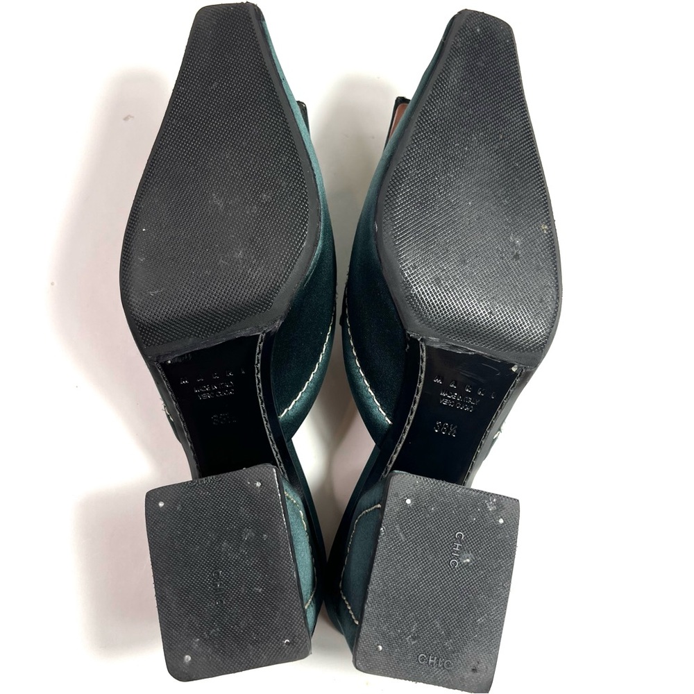 Marni Green Satin Mules Sandals Block Heel Size 38.5 - Picture 8 of 13
